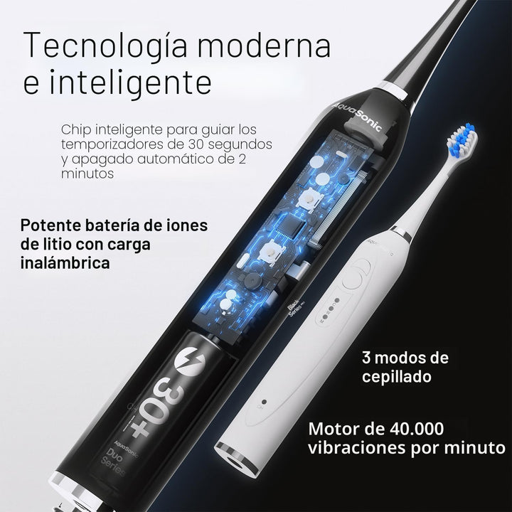 Aquasonic Duo - Cepillos de dientes eléctricos de carga inalámbrica...