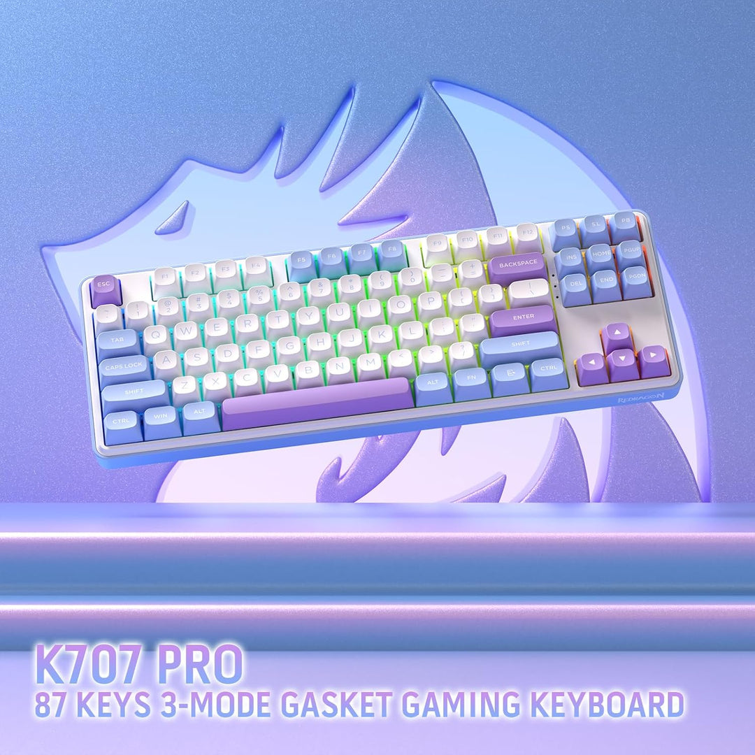 Redragon K707 PRO - Teclado para juegos RGB con junta inalámbrica 8...
