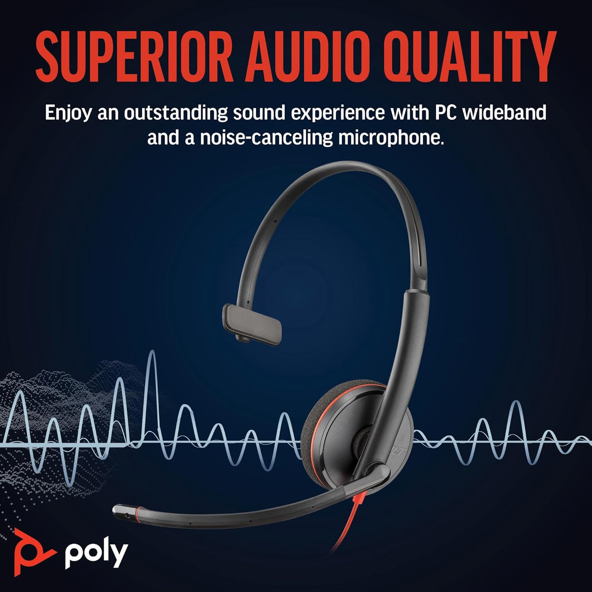 Poly Blackwire 3210 - Auriculares con cable micrófono con