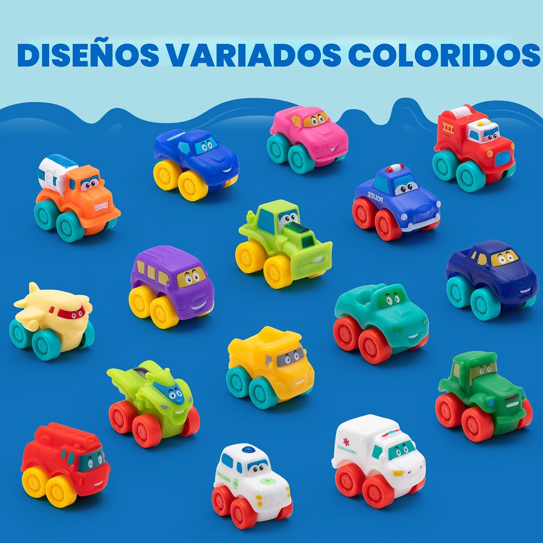 JOYIN Coches de dibujos animados, juego de autos de juguete de goma...