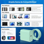 Cargador de carga rápida para iPhone 16 y 15, paquete de 3 cargadores USB C PD de 20 W con cable de 10 pies, cable USB C tipo C para iPhone 16/16 Plus/16 Pro/16 Pro Max/15/15 Pro/15 Pro Max (verde)