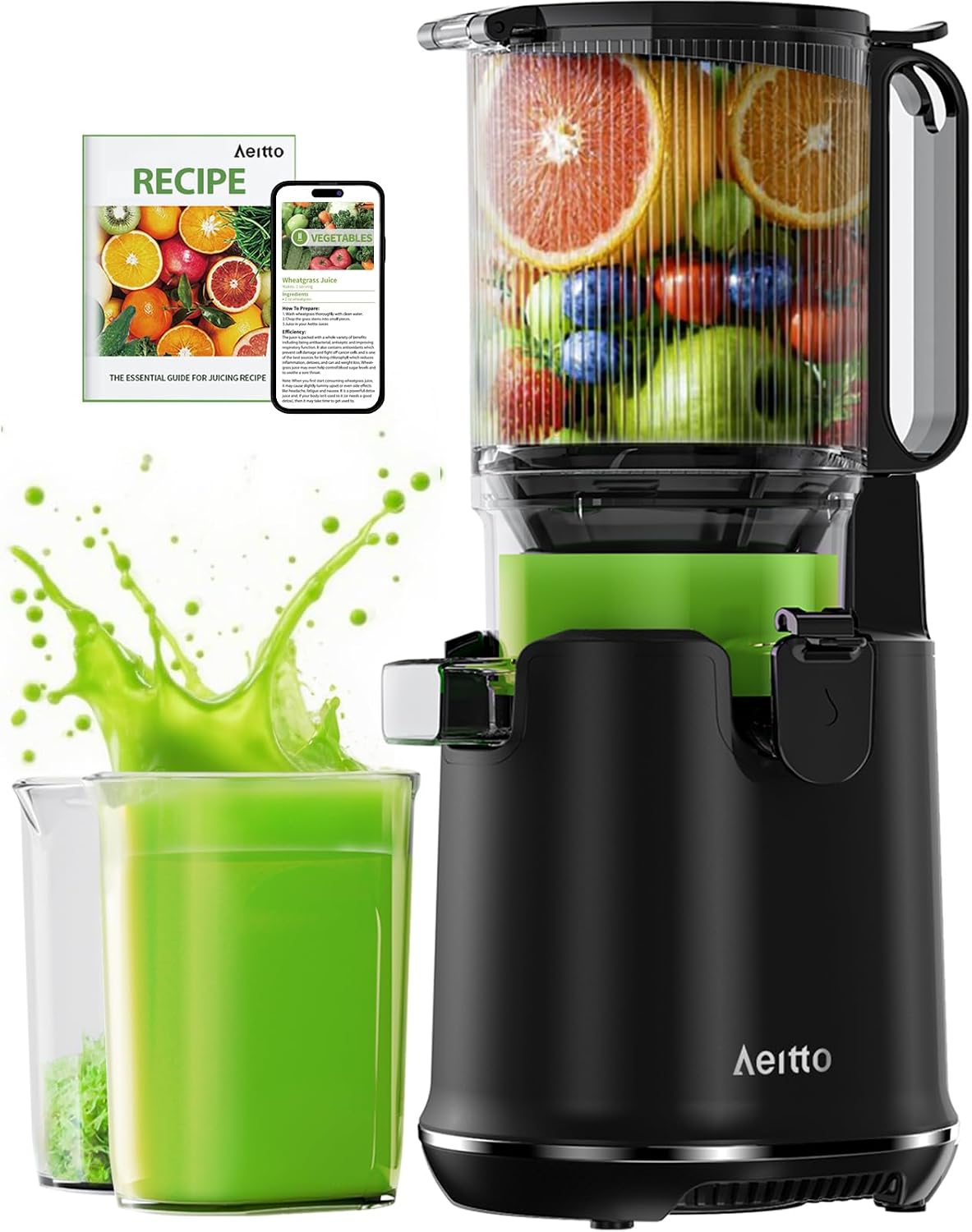Aeitto Máquinas exprimidoras, canal de alimentación grande de 5.3 pulgadas