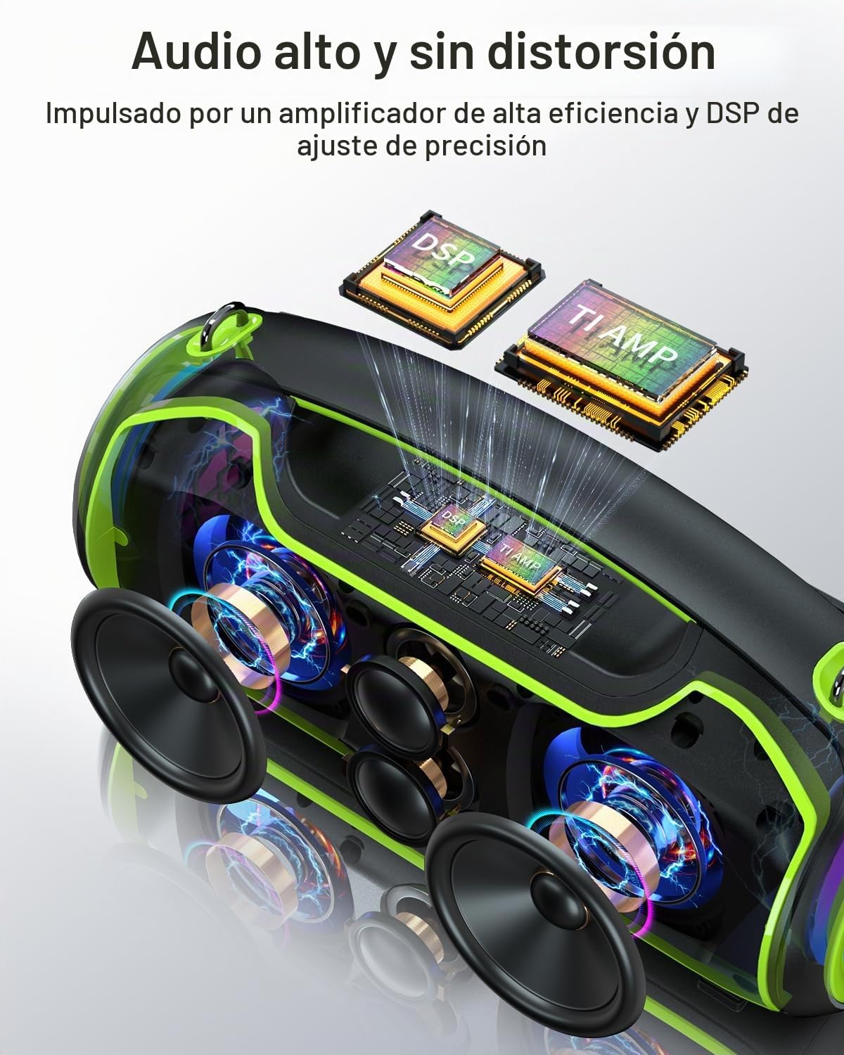 Altavoz Bluetooth, altavoces portátiles de pico de 200 W