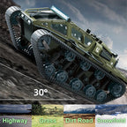 Camión militar todo terreno RC Tank para niños - Vehículo militar con control remoto proporcional 2.4G con 2 baterías, camioneta Rock Crawler 4WD con giro de 360° y luces geniales, gran regalo para