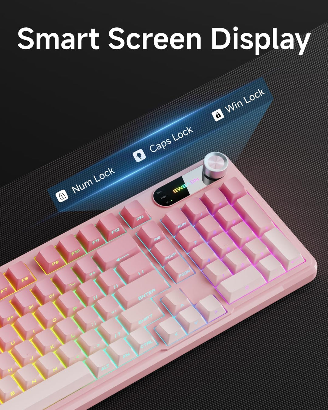 Teclado con cable EWEADN V102, teclado cremoso para juegos de 98 te...