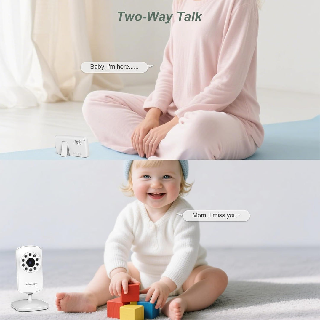 HelloBaby Monitor con 2 cámaras, pantalla de viaje portátil de 2.4...