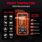 Mando a distancia inalámbrico digital Thermopro TP20, cocción de alimentos, termómetro de carne, termómetro con sonda dual para barbacoa parrilla, ahumador