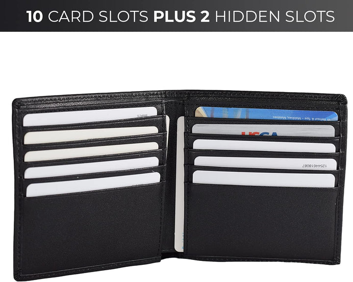 Cartera grande para hombre con 10 ranuras para tarjetas de crédito...