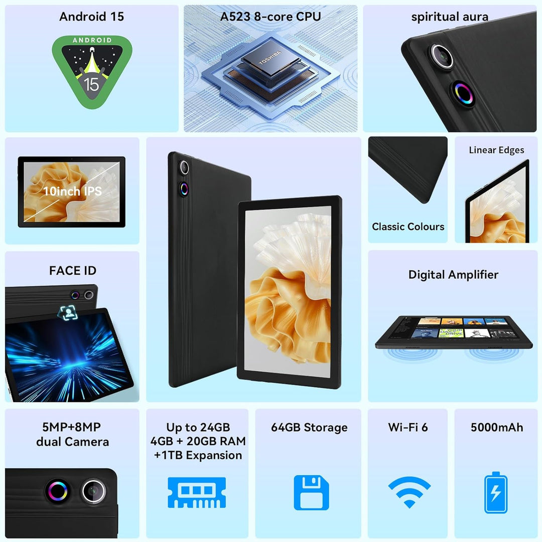 Hakaug Tablet Android de 10 Pulgadas, Procesador Octa-Core, 24GB RA...