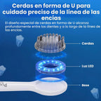 Puur Smile - Cepillo de dientes eléctrico de cerdas suaves, recargable con carga inalámbrica, 2 cabezales de cepillo (LED azul) para adultos, 4 modos de limpieza con temporizador inteligente, IPX7 impermeable, batería de larga duración