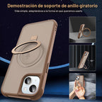 SKYLMW Compatible con iPhone 15 Funda con Soporte Magnético Invisible de Anillo O Funda Translúcida de Grado Militar para iPhone 15 6.1" [Compatible con Mag-Safe][Gran Sensación de Agarre], Marrón