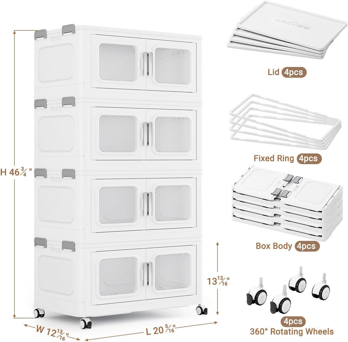 BROVIEW Contenedor de almacenamiento apilable extragrande de 240 cuartos de