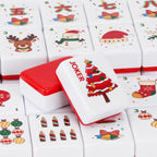 Christmas American Mahjong - Juego de 160 azulejos rojos grabados con bolsa