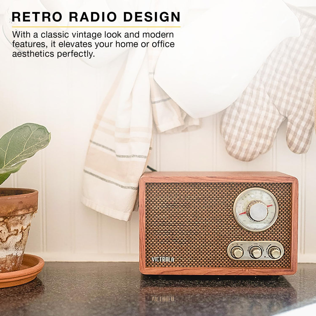 Victrola Willow - Radio Bluetooth de madera retro con altavoces int...