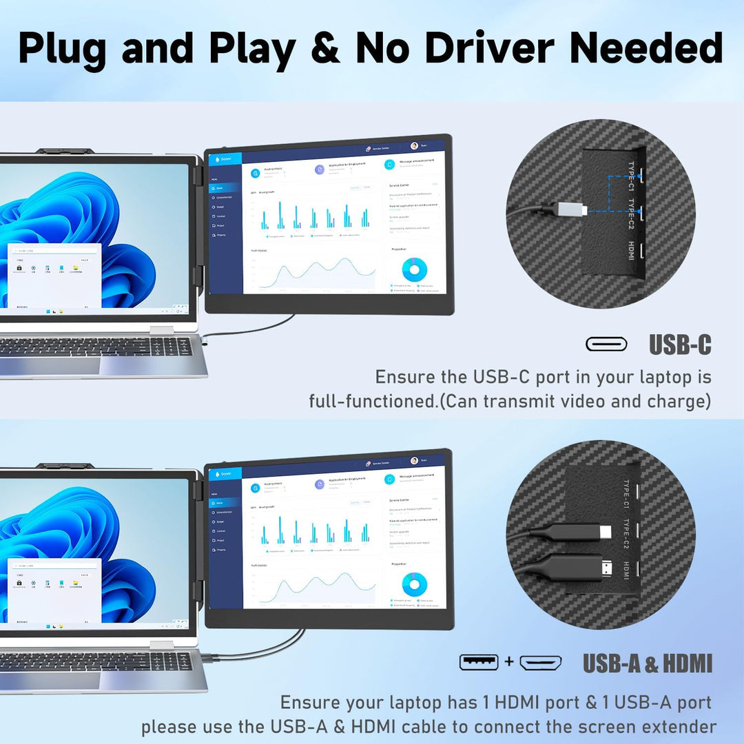 KEFEYA Extensor de pantalla para laptop, monitor portátil de 14 pul...