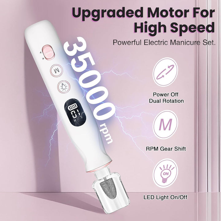 Taladro de uñas eléctrico, lima de uñas portátil recargable inalámb...
