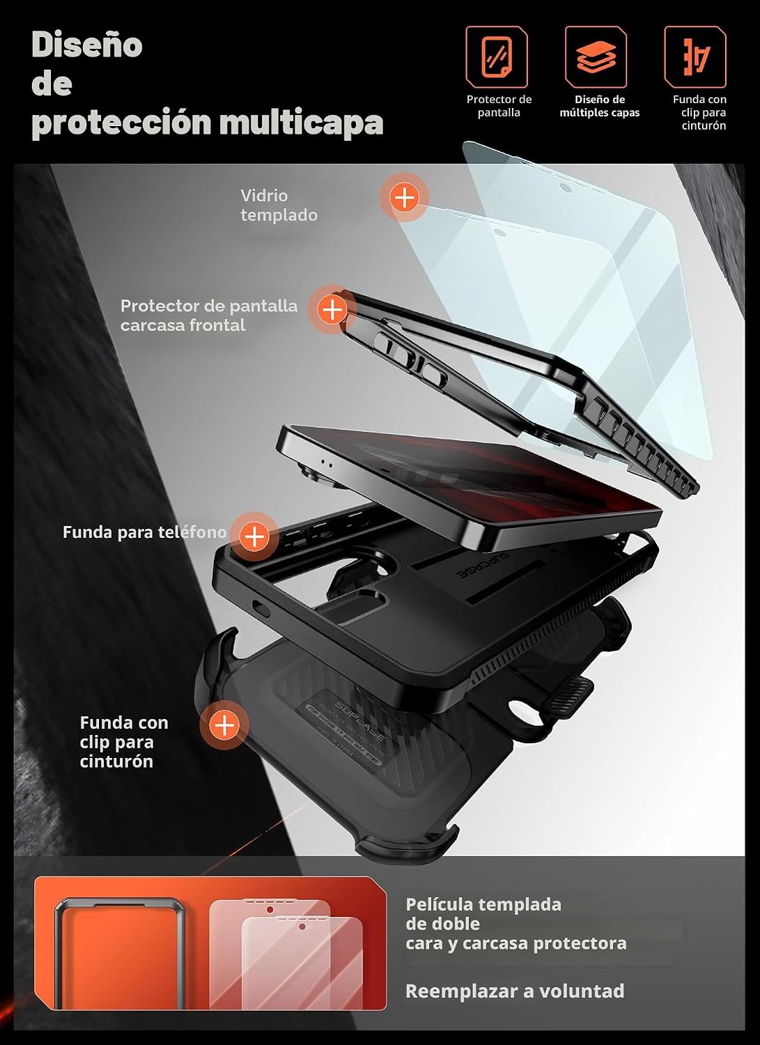 SUPCASE Funda para Galaxy S26 Ultra con 2 protectores de vidrio templado