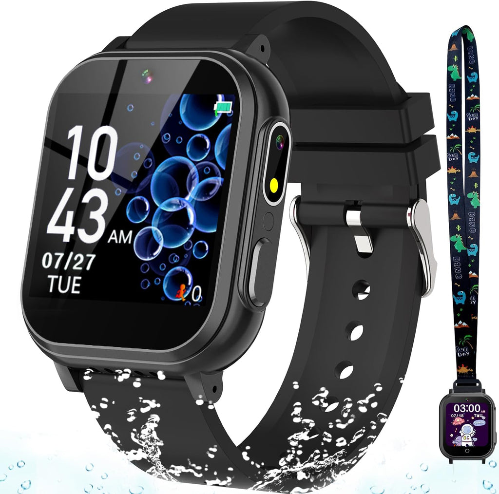 Reloj inteligente impermeable para niños con 32 juegos de doble cámara video podómetro
