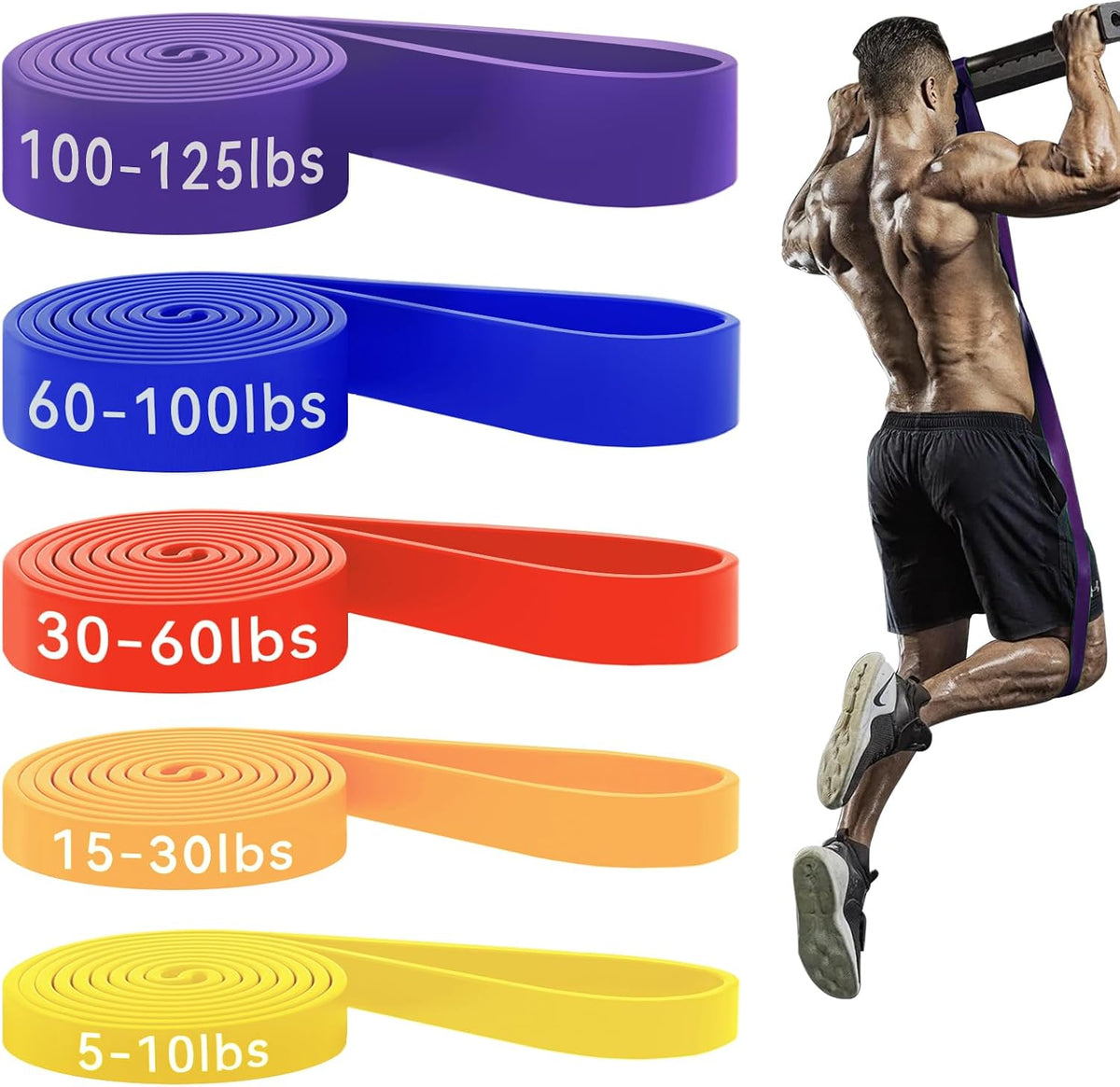 HAPBEAR Pull Up Assistance Bands - Pull Up Bands - Resistance Bands - Exercise Bands Resistance Bands Set de 5 - Workout Bands para Working Out, Stretching, Muscle Training