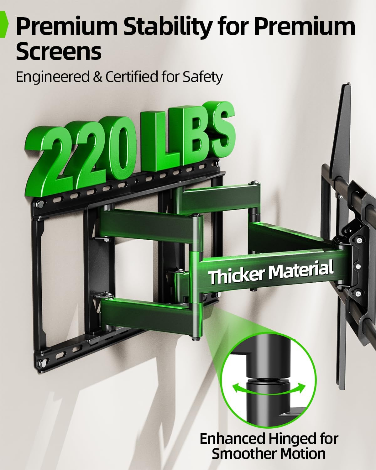 USX MOUNT Soporte de pared de TV de movimiento completo resistente para televisores de 60 a 120 pulgadas, soporta 220 libras, soporte de pared de extensión de 28 pulgadas