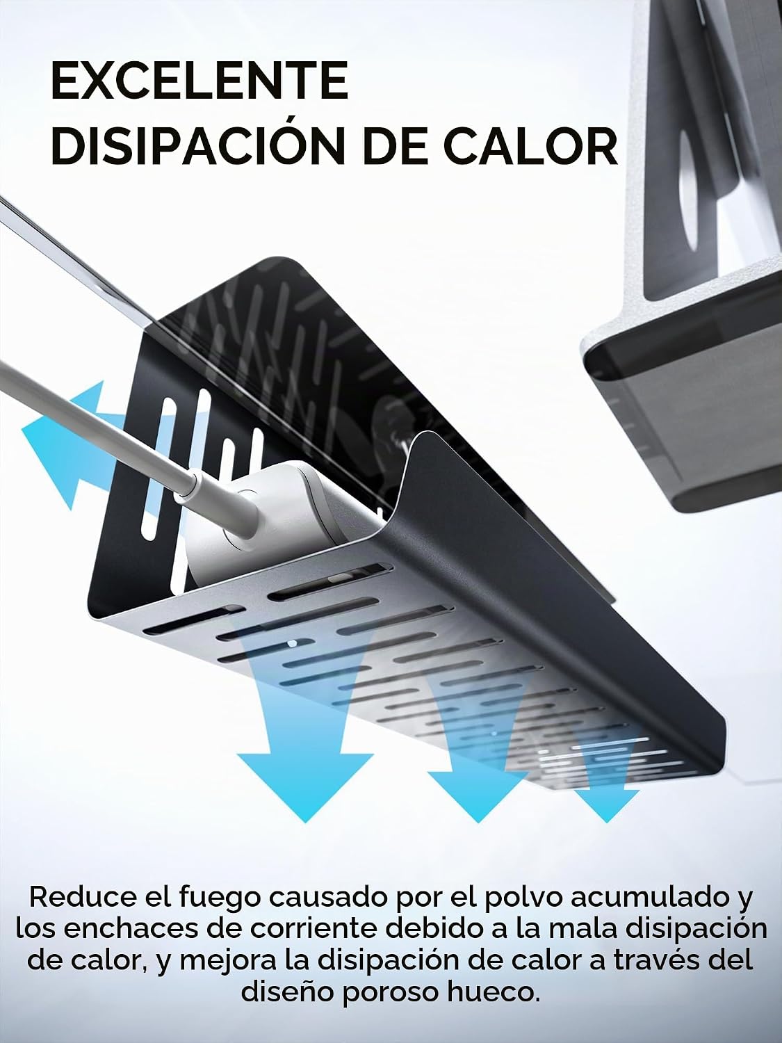 Bandeja de gestión de cables para debajo del escritorio sin perforación, gestión de cables de 14'', abrazadera sin perforaciones, bandeja de cables de metal, organizador de cables debajo del
