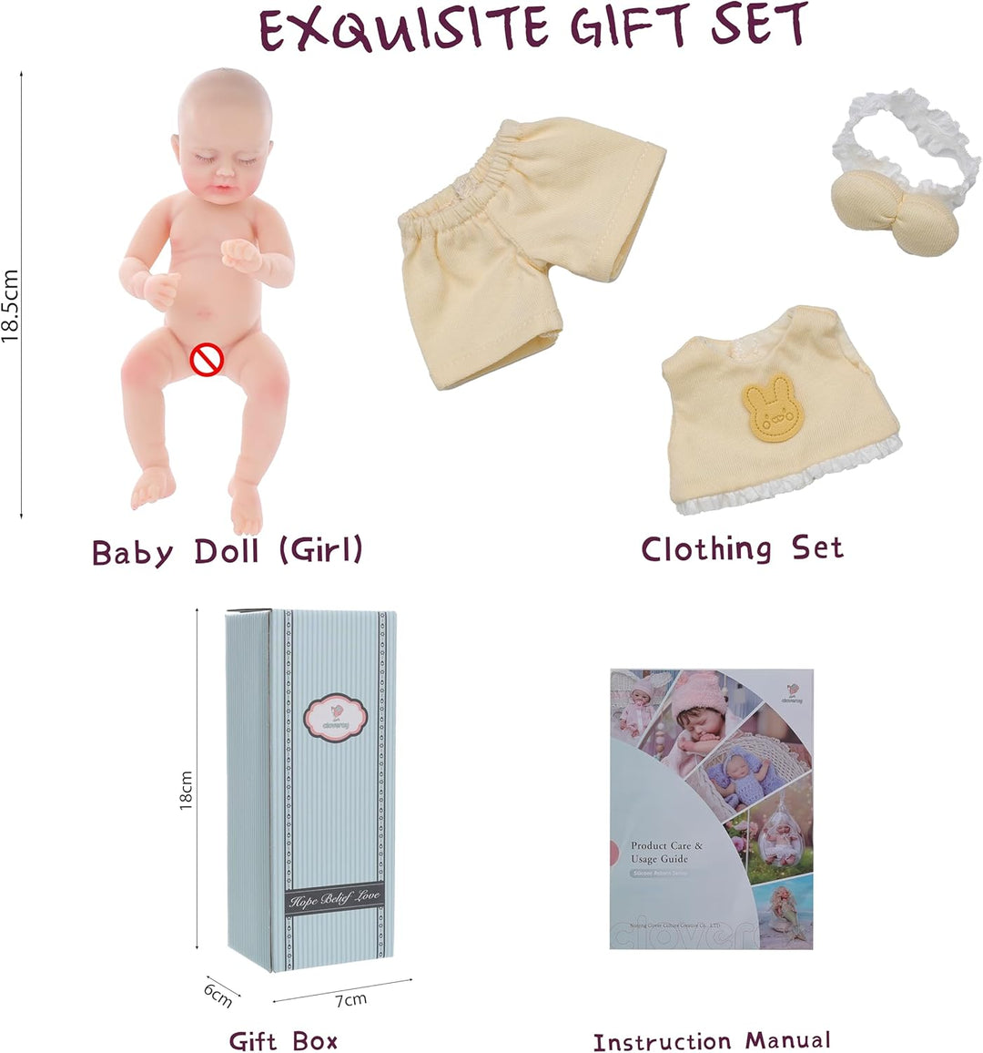 Cloveray Muñeca de bebé Reborn de silicona de 8 pulgadas, suave al...