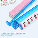 Soportes Premium Transparentes para Mahjong con Empujadores, Paquete de 4 Soportes Antideslizantes de Acrílico