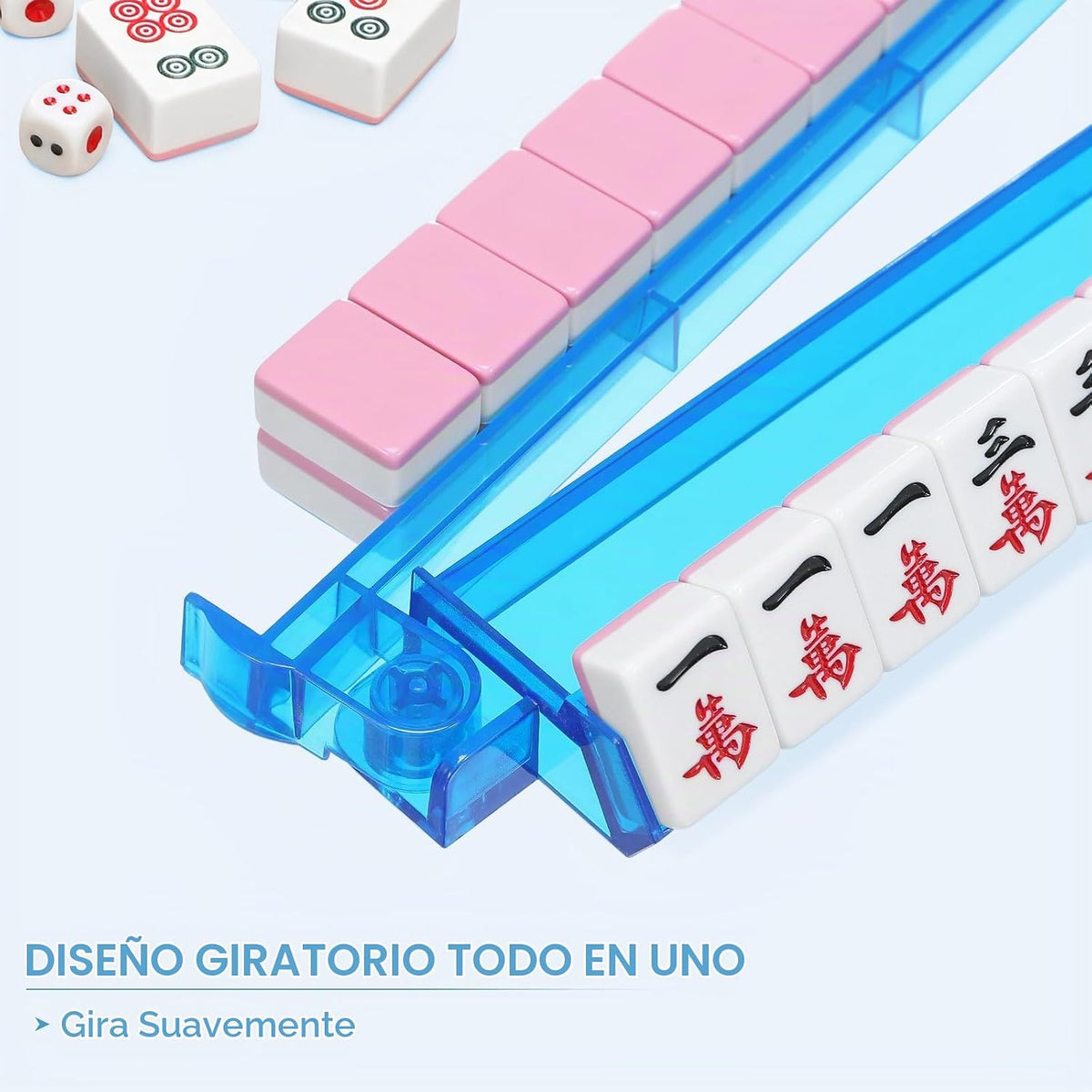 Soportes Premium Transparentes para Mahjong con Empujadores, Paquete de 4 Soportes Antideslizantes de Acrílico