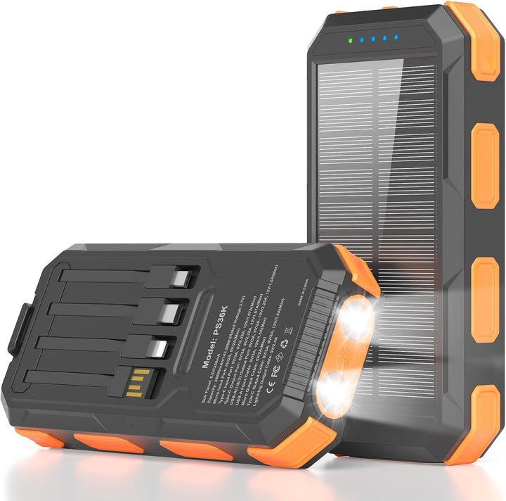 Banco de energía solar de 38800 mAh, cargador portátil, 4 cables, 4...