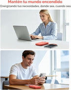 Cargador portátil Power Bank 10000mAh PD20W con cables incorporados, Rojo