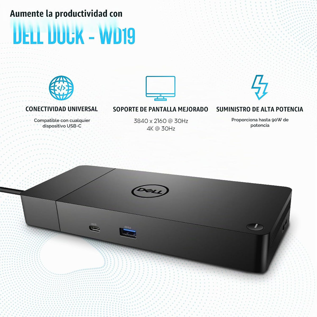 WD19 Dell Dock Station USB C - Estación de acoplamiento de monitor dual con 130 W, cable HDMI, doble DisplayPort y paño de limpieza de microfibra - Estación de acoplamiento para laptop (renovada)