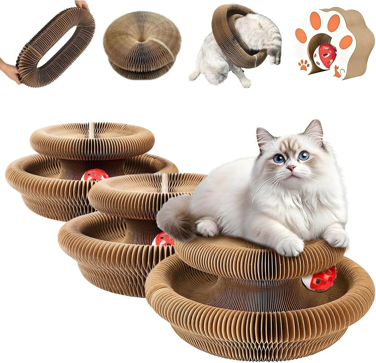 Kitty Curls Cat Toy,Juguete plegable de órgano mágico,Tablero rascador de