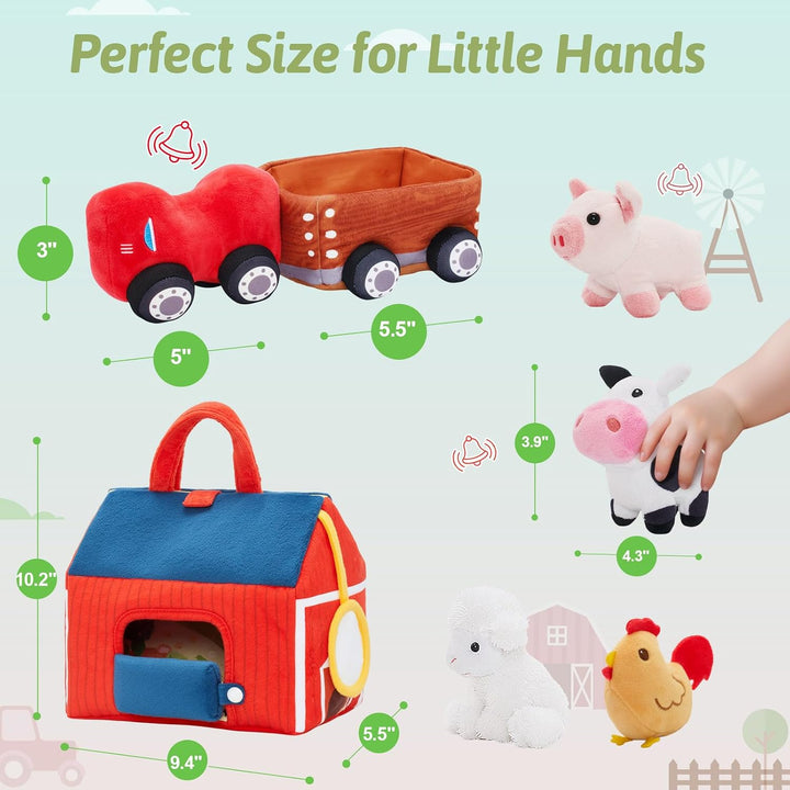 OUOZZZ Juego de juguetes de animales de peluche de granja para niño...