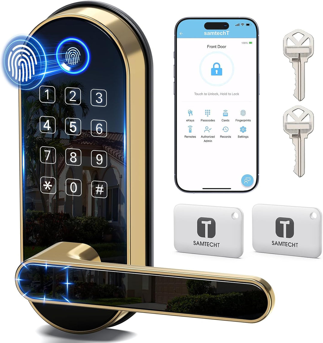 Cerradura inteligente de huellas dactilares Bluetooth con mango y t...