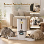 Comedero Automático para Gatos 2 Gatos, Dispensador de alimento seco de 7L con Bol de Doble