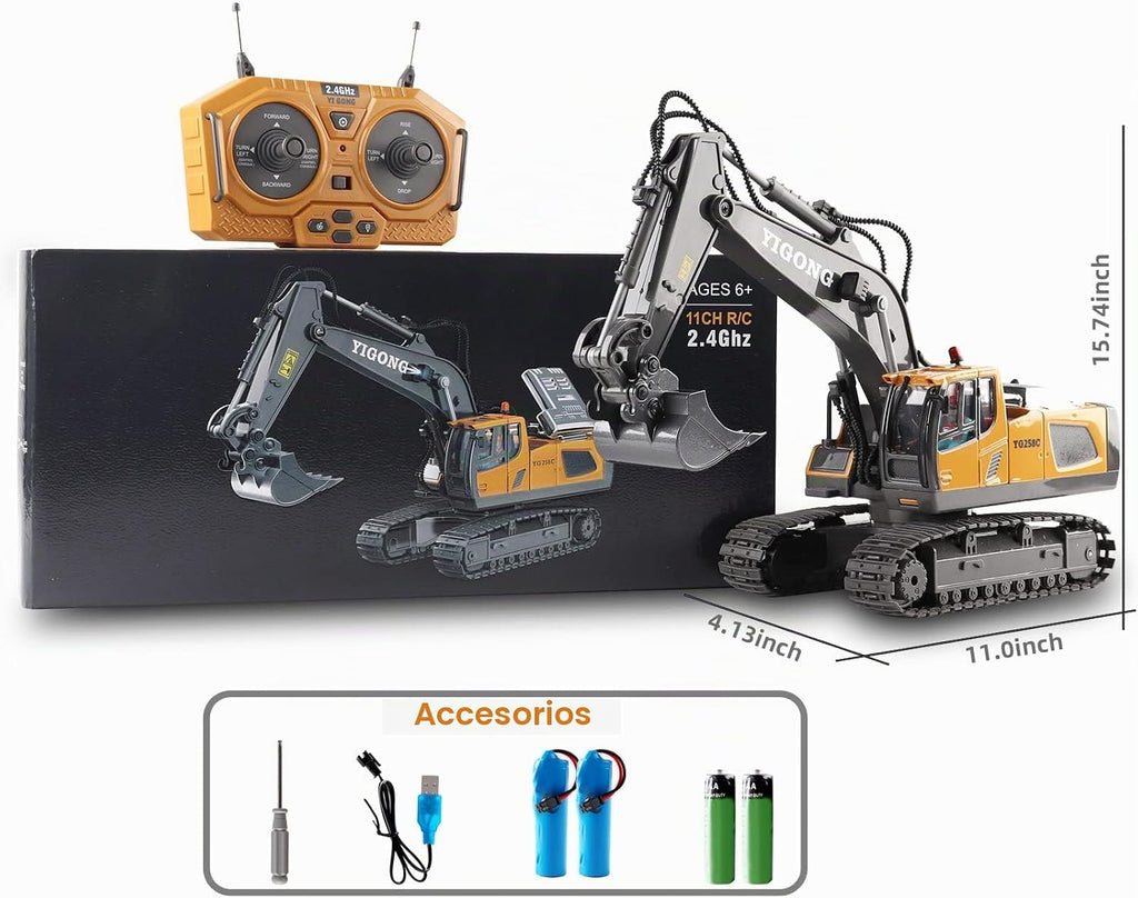 Dwi Dowellin Excavadora Controlada por Radio para Niños, Juguetes de Construcción Excavadoras RC para Niños de 4-7, 8, 9, 10 Años, Juguetes Ideales, Incluye Baterías
