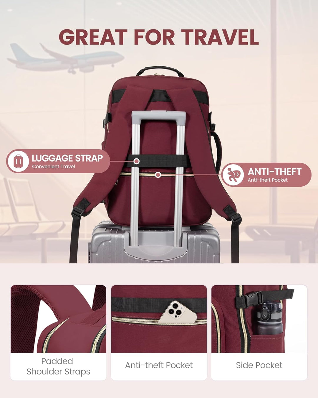 LOVEVOOK mochila de viaje, mochila de transporte, mochila de artícu...
