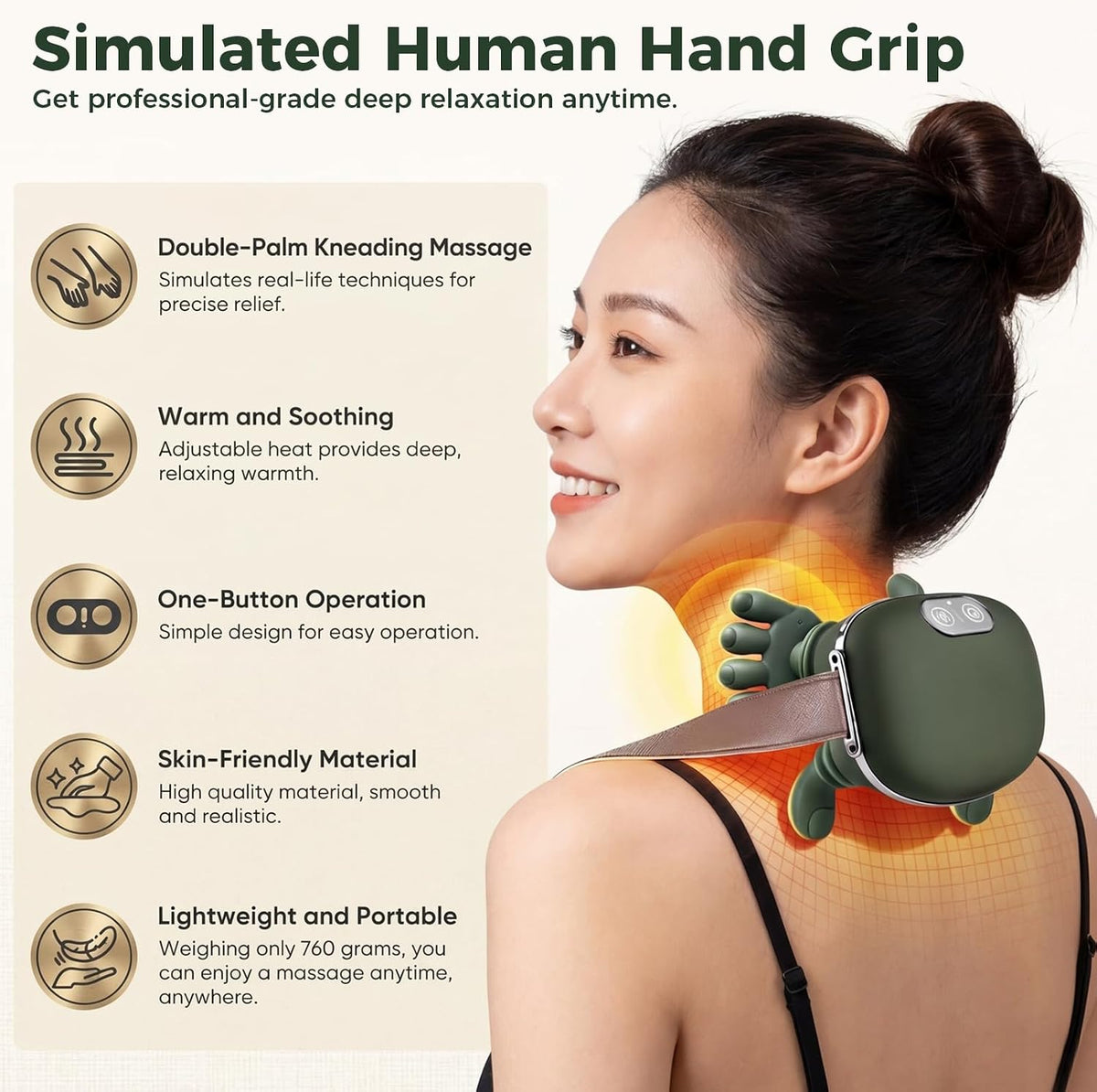 KppeX Nuevo modelo de almohada de masaje de cuello con calor para aliviar