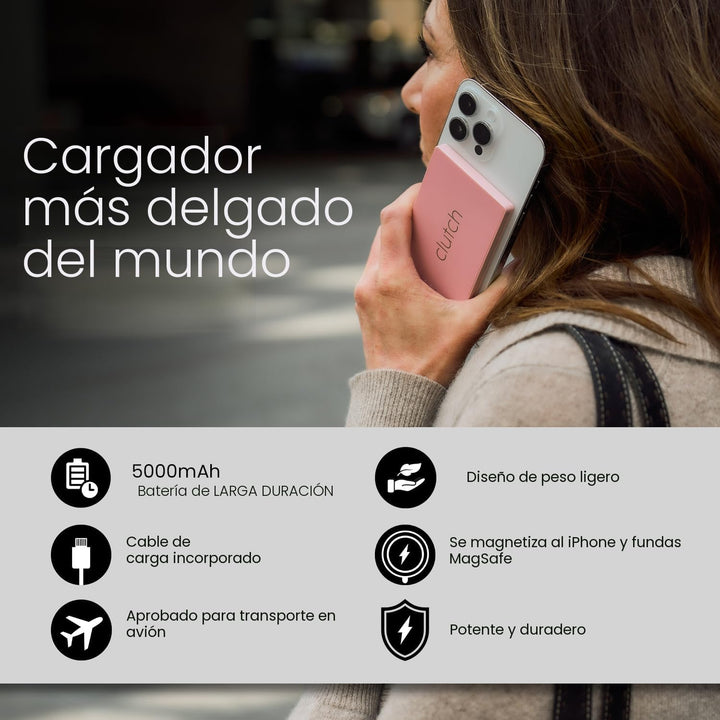 Clutch - Cargador portátil Pro USB-C - Compatible con iPhone 15, 16...