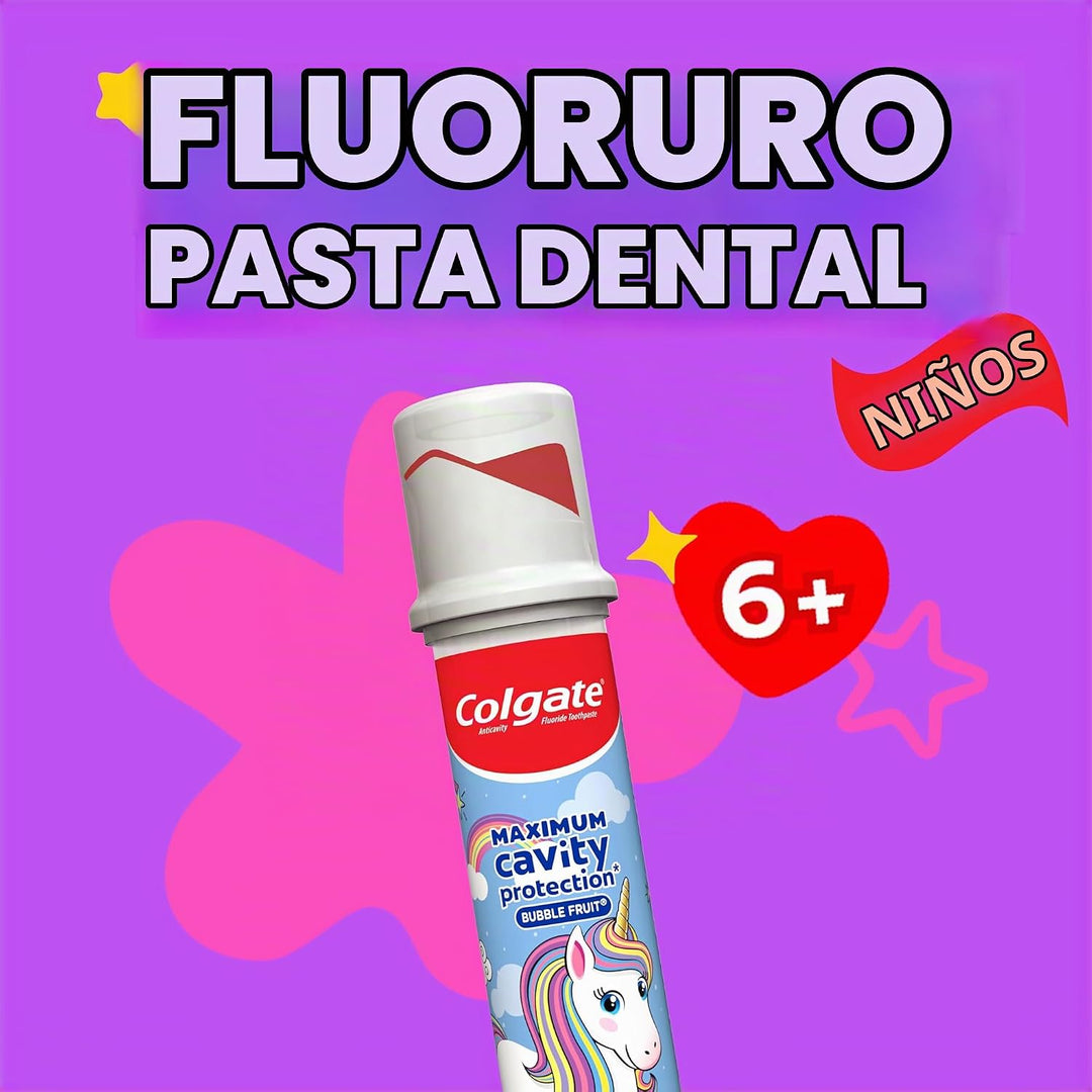 Colgate Bomba de pasta de dientes de unicornio para niños con flúor...