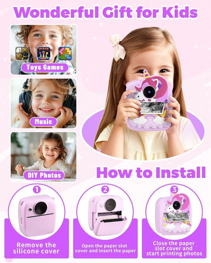 Cámara de impresión instantánea para niños, regalos de cumpleaños d...