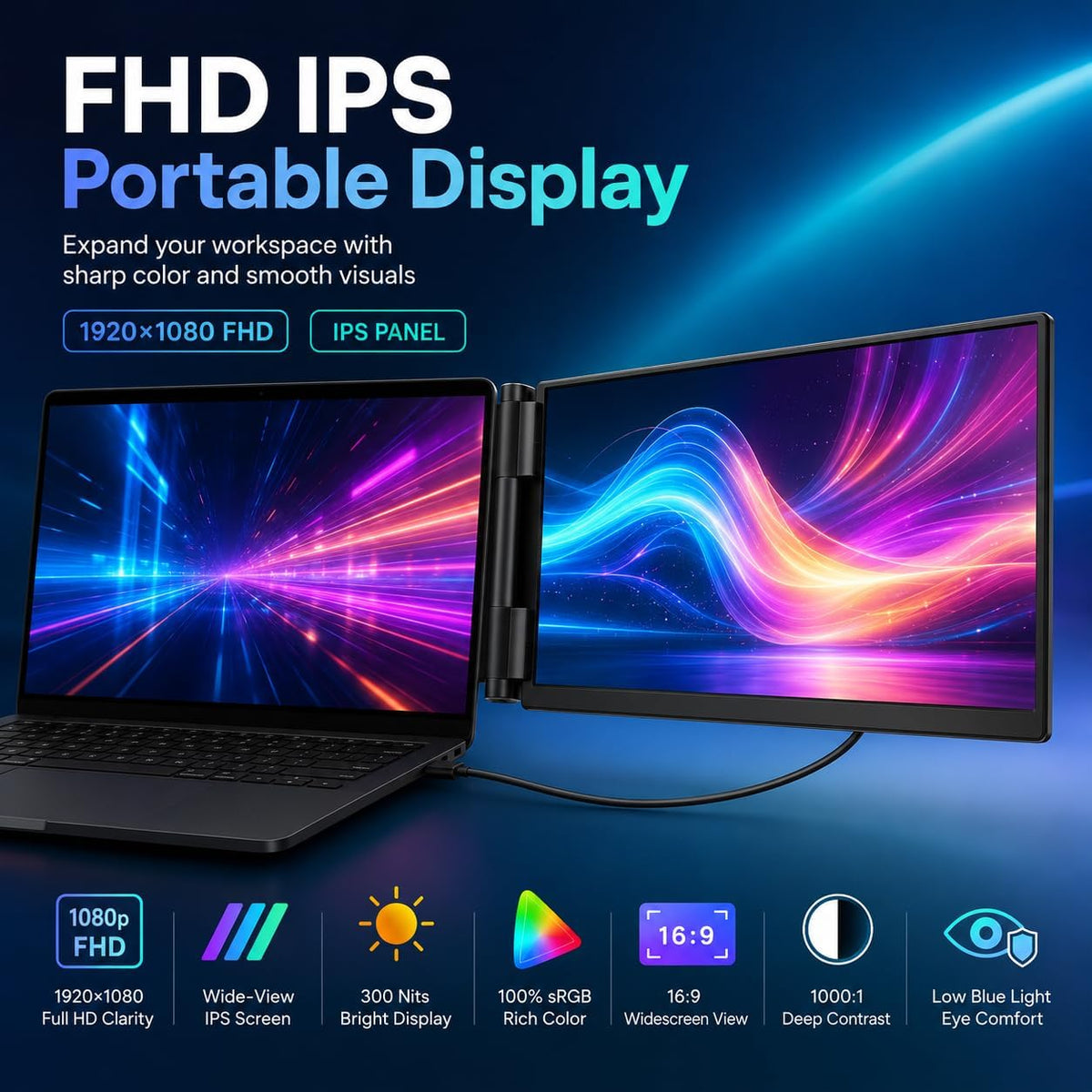 Extensor de pantalla para laptop, monitor portátil ultraportátil y...