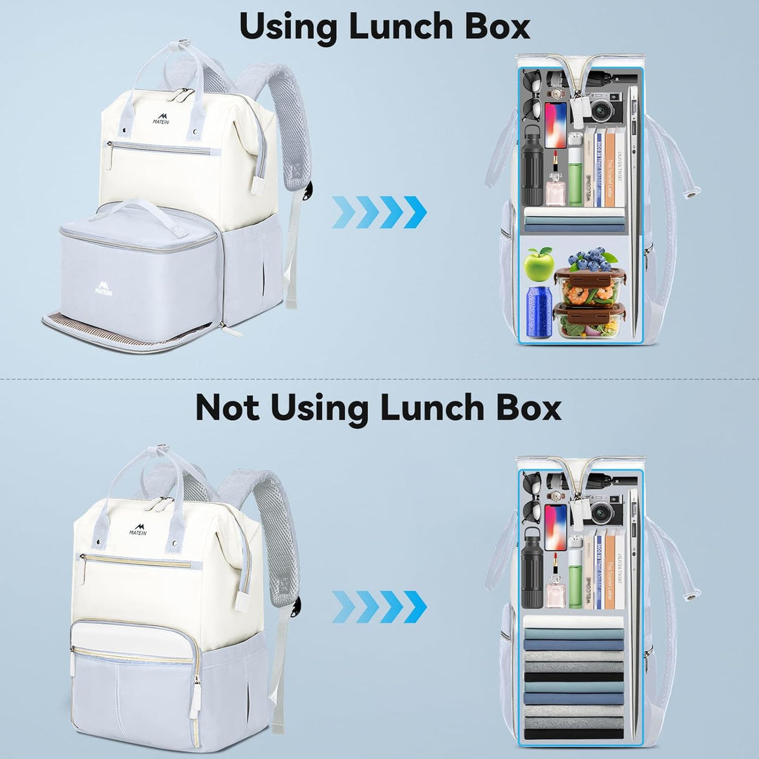 MATEIN Mochila para portátil con lonchera, mochila de almuerzo de 1...