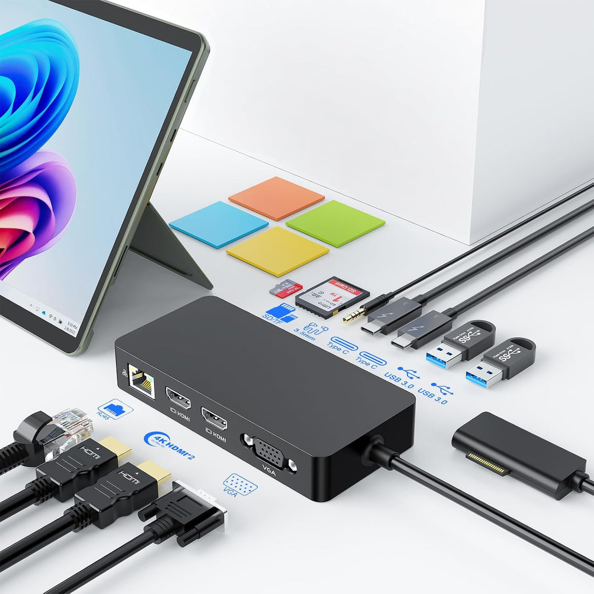 Estación de acoplamiento para superficie, pantalla triple a través de HDMI