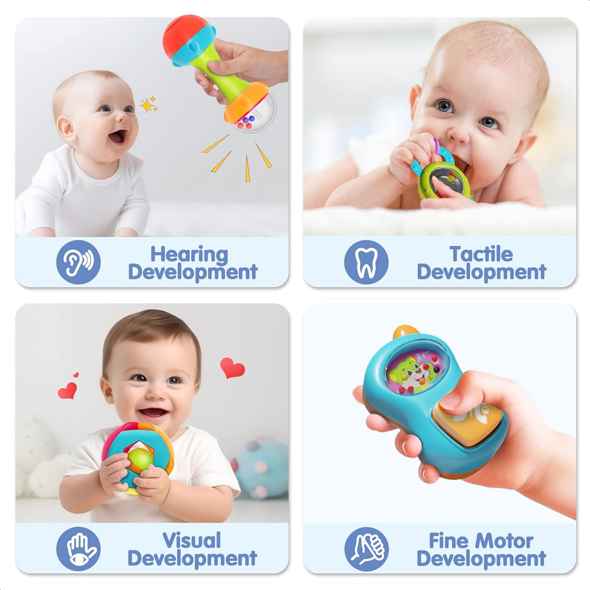 iPlay, iLearn - 10 juguetes de sonajero para bebés de 3 a 6 a 12 meses, dentición sensorial infantil