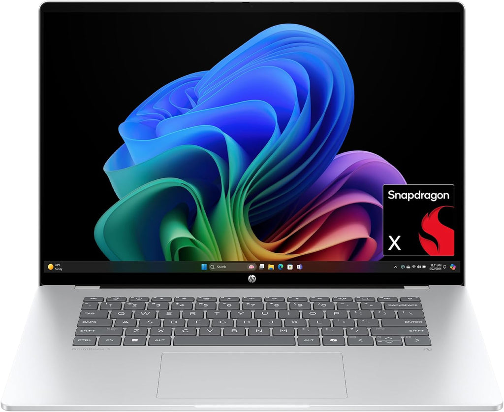 HP OmniBook 5 PC AI de 16 pulgadas de próxima generación, pantalla 2K, Snapdragon X X1-26-100, 16 GB de RAM, SSD de 512 GB, GPU Qualcomm Adreno, Windows 11 Home, Glacier Silver, 16-fb0299nr