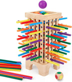 Montessori - Juego de mesa de madera, 42 coloridos palos de madera, juego de dados de matemáticas, juguetes educativos para 3, 4, 5, 6 años, juguetes de habilidades motoras finas y juguete de contar