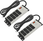 CCCEI 2PCS 12 Gauge Heavy Duty Power Strip, 8 puertos. Grey, 6FT.