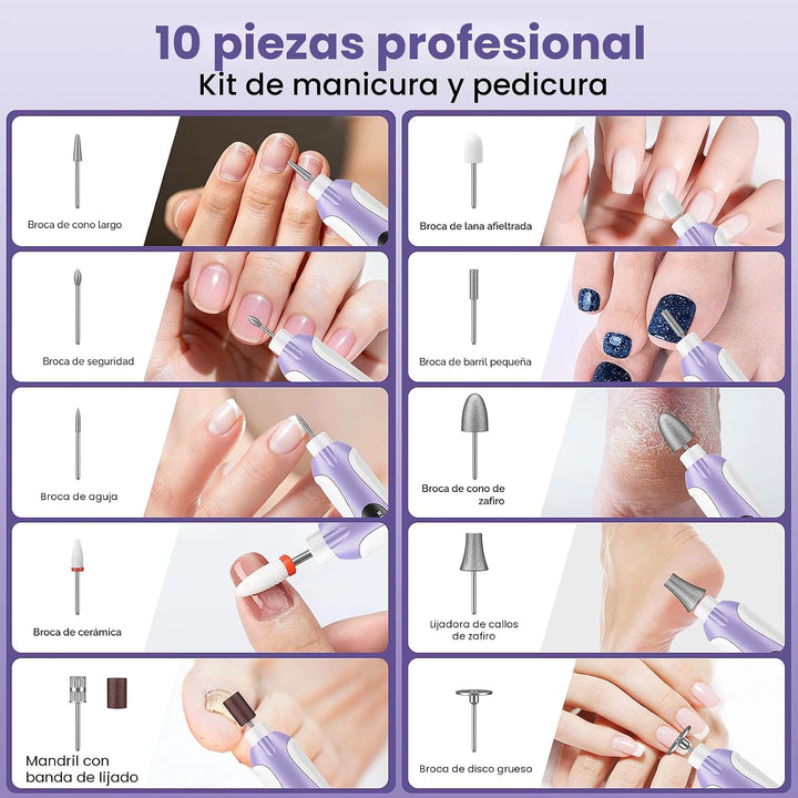 Taladro de uñas, lima de uñas eléctrica y lima de uñas inalámbrica...