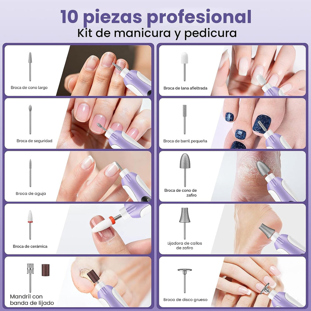 Taladro de uñas, lima de uñas eléctrica y lima de uñas inalámbrica...